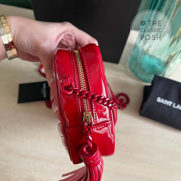 ❌SOLD❌ NEW SAINT LAURENT Lou Mini Matelassé Patent Leather Camera Bag RED - Picture 6 of 12